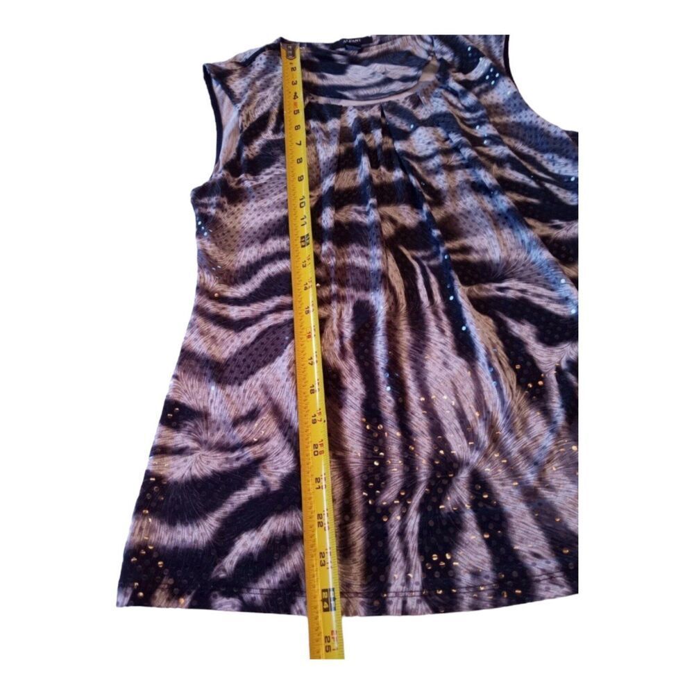 Alfani Shimmer Sparkle Zebra Print Draped Front Sleeveless Party Blouse M Tank - Picture 11 of 11